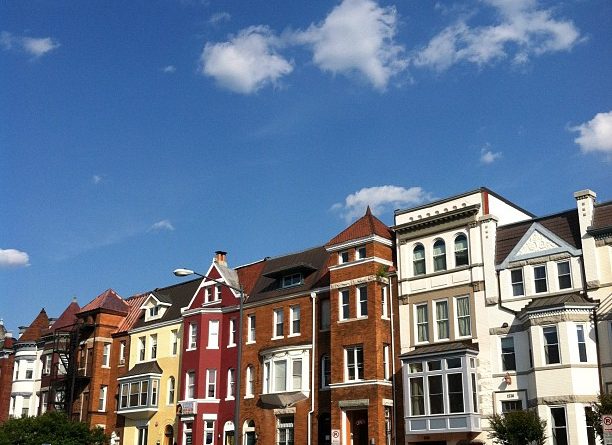 rowhomes on a beautiful sunny day